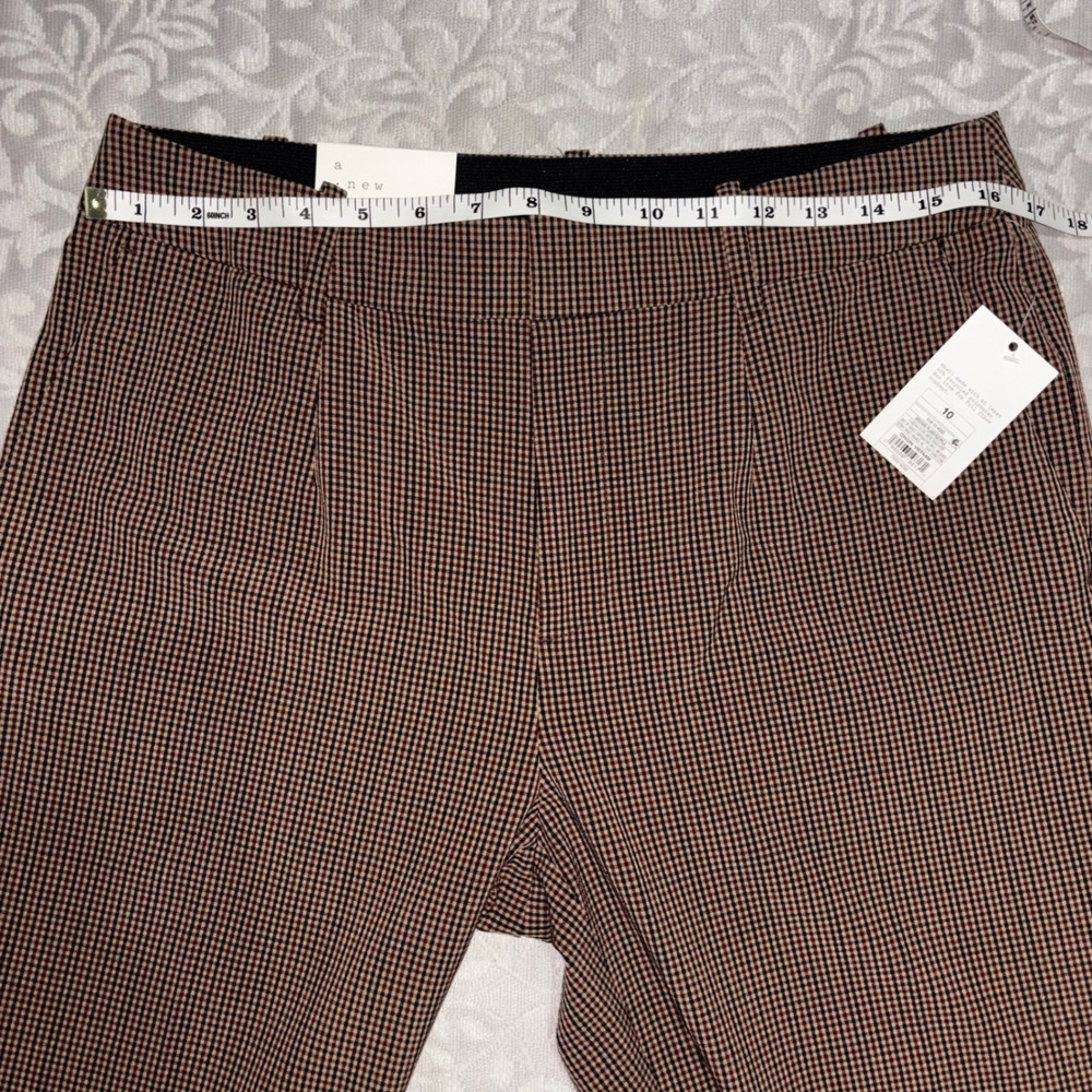 A New Day Womens High Rise Ankle Pants Brown Gingham Plaid Stretch Size 10 - Picture 9 of 13
